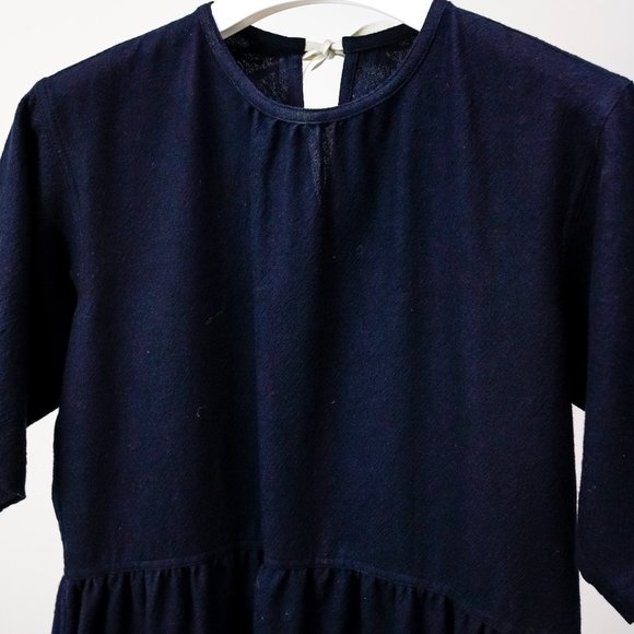 Sofie D’Hoore Gathered Neck Navy Wool Maxi Dress - Picture 3 of 11